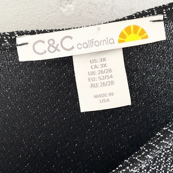 C&C California Jumpsuit Silver Black Wide leg Tie front Bow Plus Size 3X - Picture 4 of 15